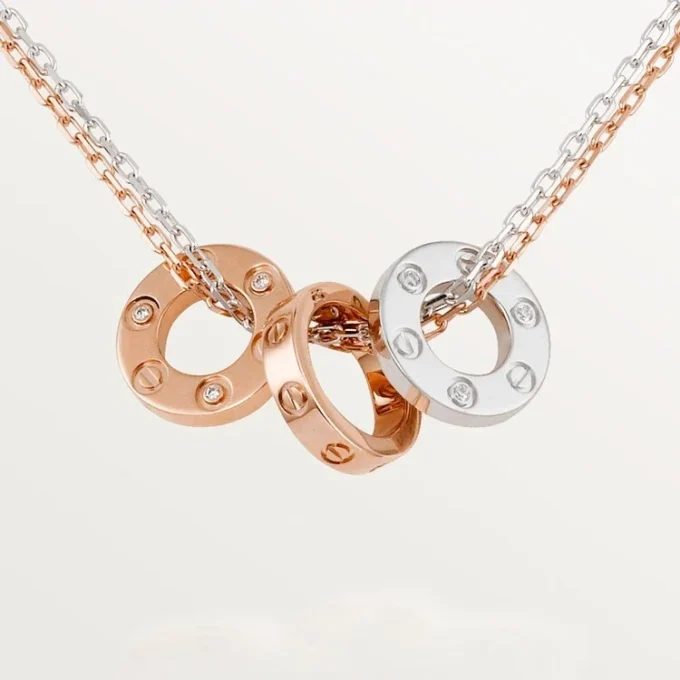 Love-halskjede, 6 diamanter – Rosagull, hvitt gull, diamanter – Cartier