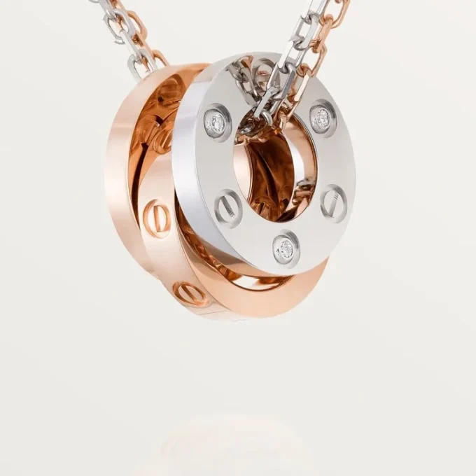 Love-halskjede, 6 diamanter – Rosagull, hvitt gull, diamanter – Cartier