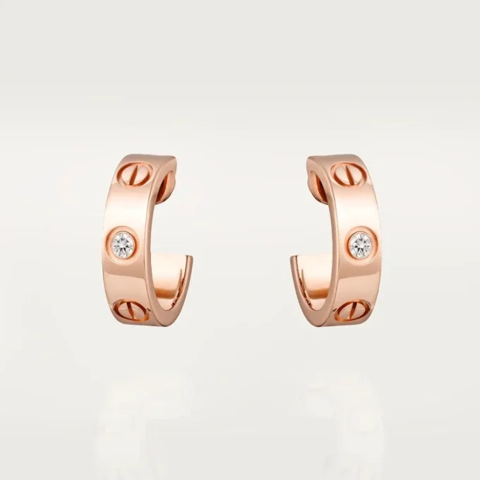 Love-øreringer – rosa gull, diamanter – Cartier