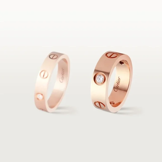Love-ring, 3 diamanter – Rosagull, Diamanter – Cartier