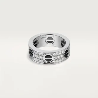 Love-ring, diamantbelagt, keramikk – hvitt gull, keramikk, diamanter – Cartier