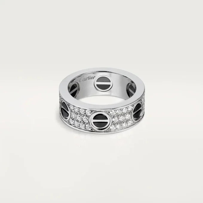 Love-ring, diamantbelagt, keramikk – hvitt gull, keramikk, diamanter – Cartier