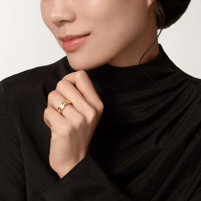 Love-ring – rosagull, diamanter – Cartier