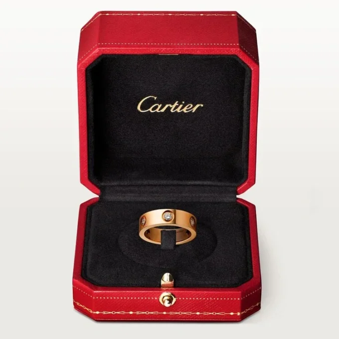 Love-ring – rosagull, diamanter – Cartier