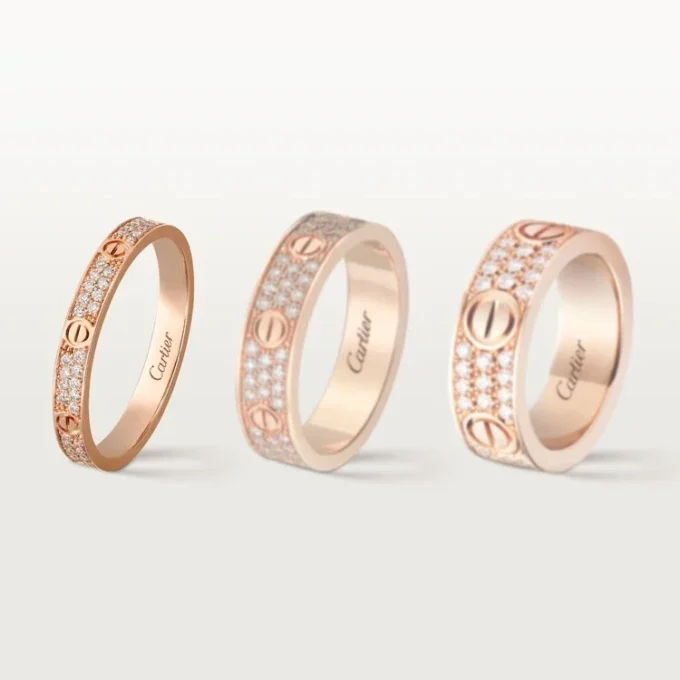 Love-ring, Sm – Rosagull, Diamanter – Cartier