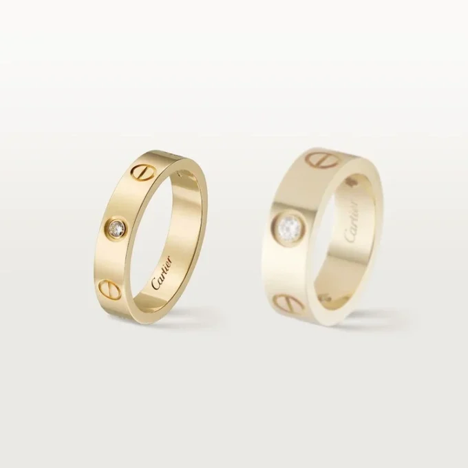 Love-vielsesring, 1 diamant – gult gull, diamant – Cartier