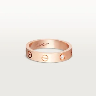 Love-vielsesring, 1 diamant – rosagull, diamant – Cartier