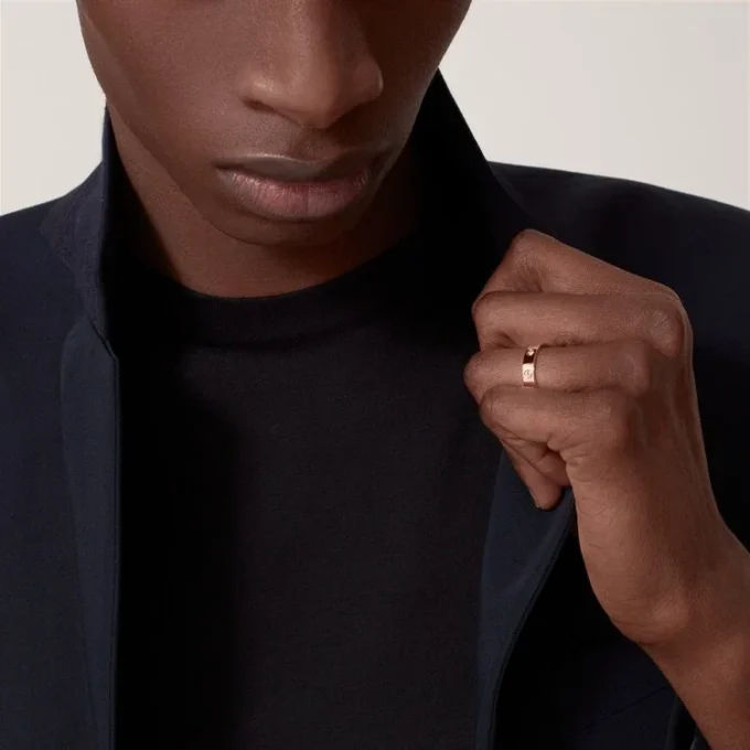 Love-vielsesring, 1 diamant – rosagull, diamant – Cartier