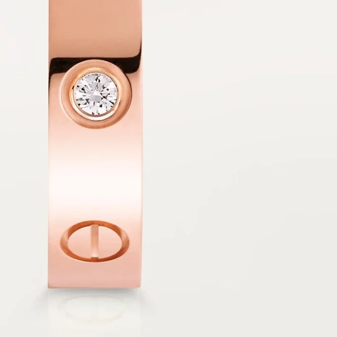 Love-vielsesring, 1 diamant – rosagull, diamant – Cartier