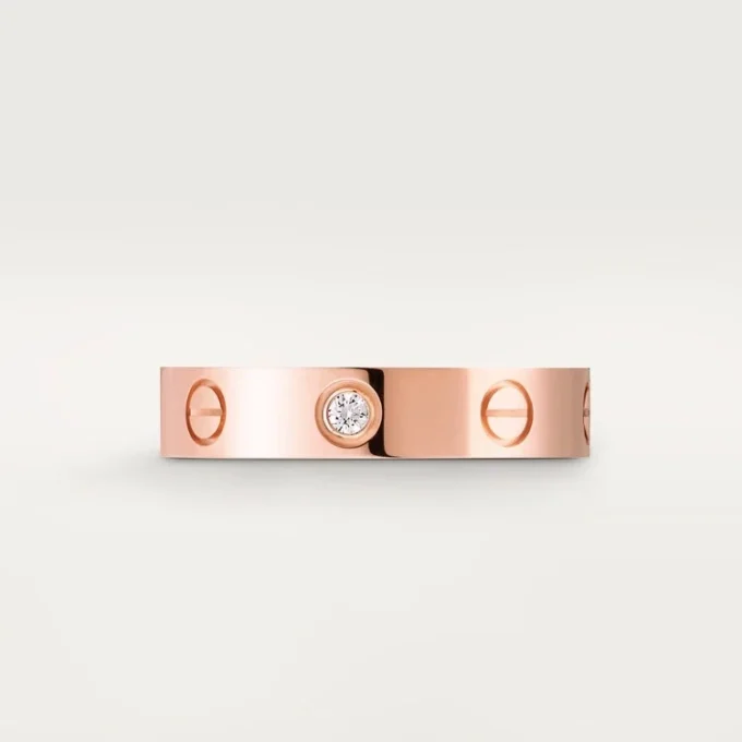 Love-vielsesring, 1 diamant – rosagull, diamant – Cartier