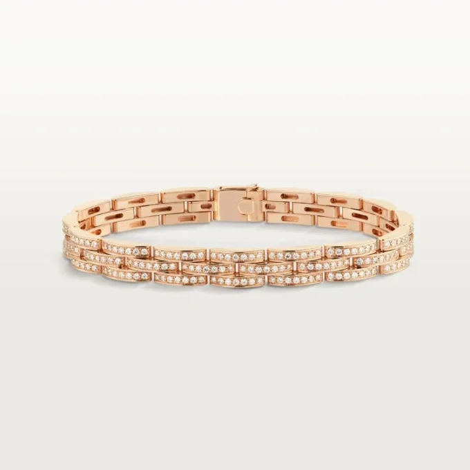 Maillon Panthere-armbånd, trippel rad, pavé