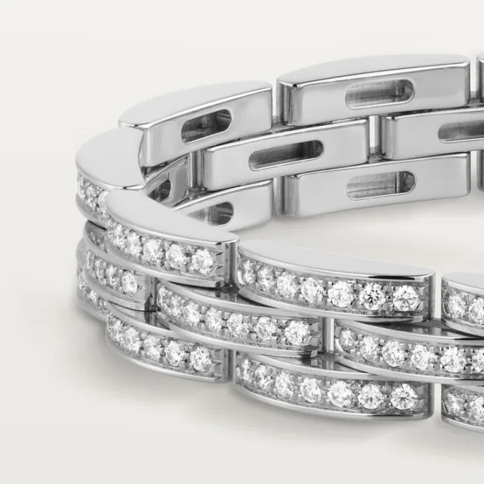 Maillon Panthere-armbånd, trippel rad, pavé