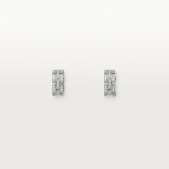 Maillon Panthere-øreringer, 3 rader med diamantbelegg – hvitt gull, diamanter – Cartier