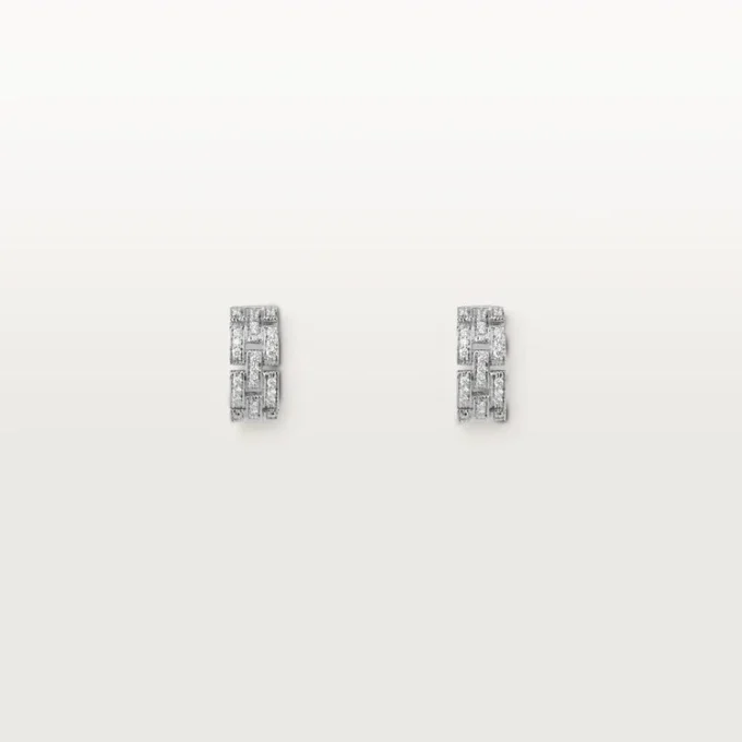 Maillon Panthere-øreringer, 3 rader med diamantbelegg – hvitt gull, diamanter – Cartier