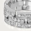 Maillon Panthere-ring, 3 halve rader med diamantbelegg – hvitt gull, diamanter – Cartier