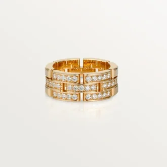 Maillon Panthere-ring, 3 halve rader med diamantbelegg – rosa gull, diamanter – Cartier