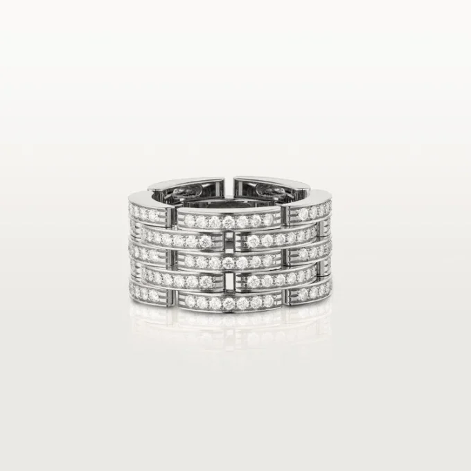 Maillon Panthere-ring, fem rader, pavé