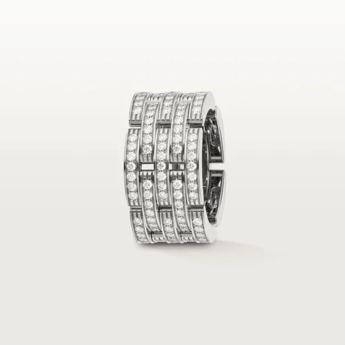 Maillon Panthere-ring, fem rader, pavé