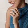 Maillon Panthere-ring, fem rader, pavé