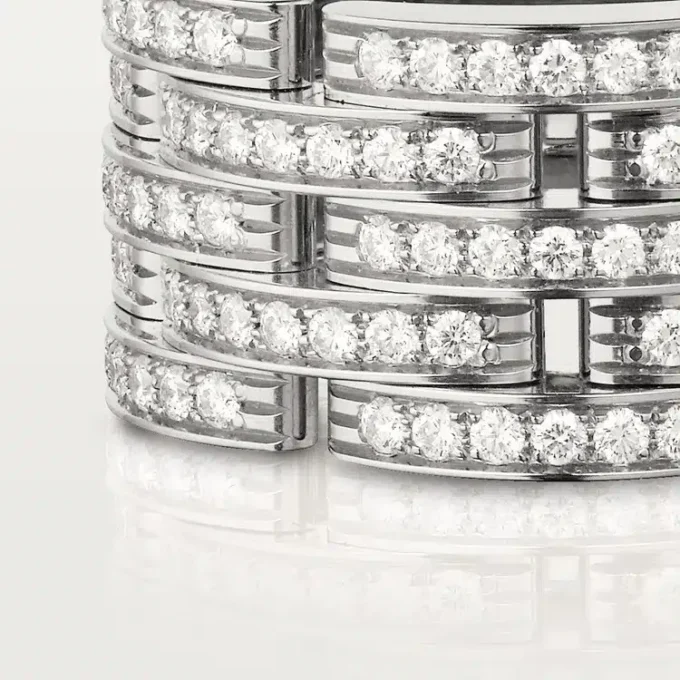 Maillon Panthere-ring, fem rader, pavé