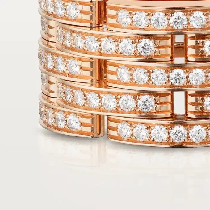 Maillon Panthere-ring, fem rader, pavé