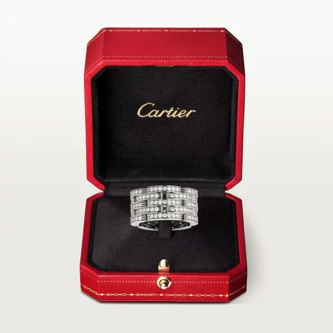 Maillon Panthere-ring, fem rader, pavé