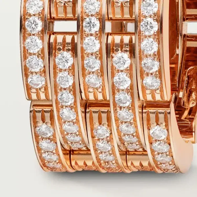 Maillon Panthere-ring, fem rader, pavé