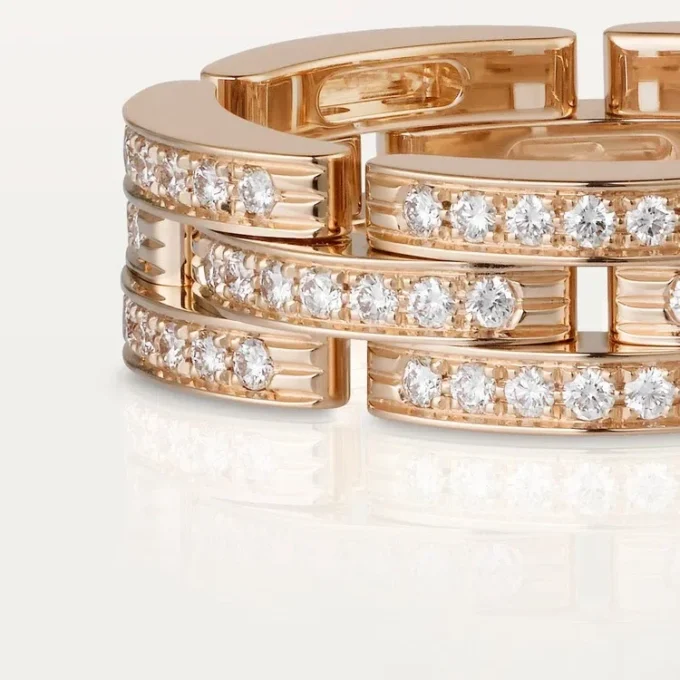 Maillon Panthere-ring, trippel rad, pavé