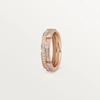 Maillon Panthere tynn giftering, 2 halve rader med diamantbelegg – rosa gull, diamanter – Cartier
