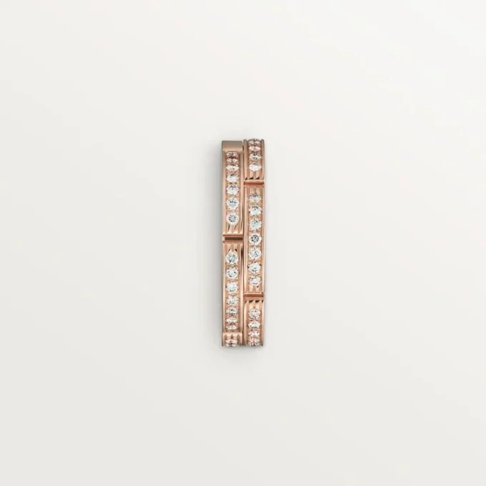 Maillon Panthere tynn giftering, 2 halve rader med diamantbelegg – rosa gull, diamanter – Cartier