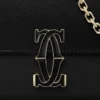 Mini-kjedeveske, Double C De Cartier – svart kalveskinn, gull og svart emaljefinish – Cartier