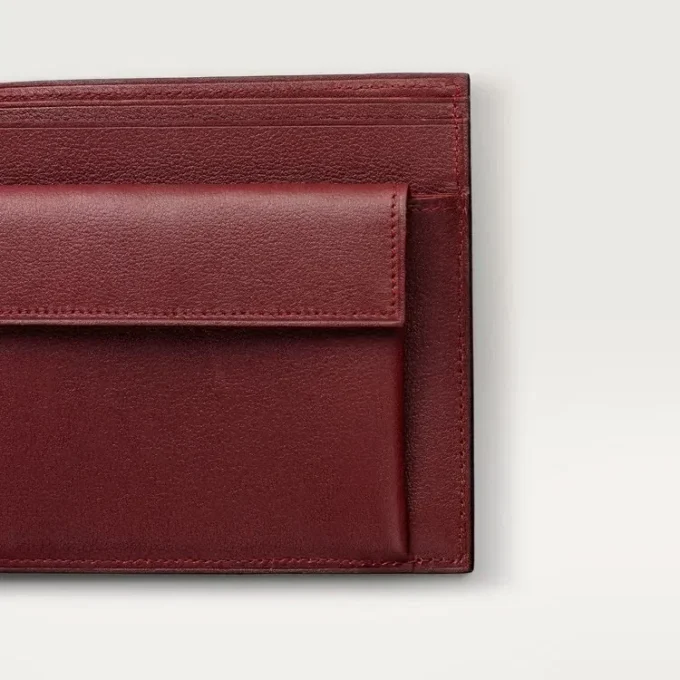 Mynt/seddel/burgunder kalveskinn, gullfinish – Cartier