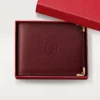 Mynt/seddel/burgunder kalveskinn, gullfinish – Cartier