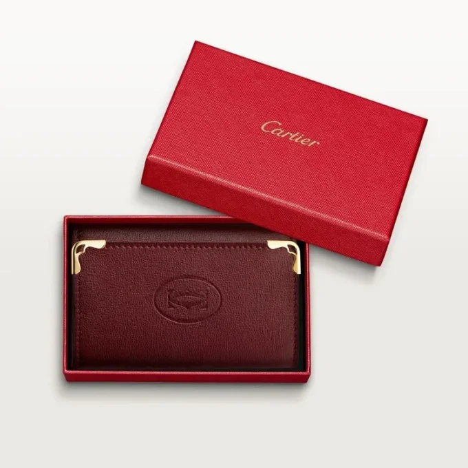 Nøkkelring med 6 nøkler, Must De Cartier – burgunderrødt kalveskinn, gullfinish – Cartier