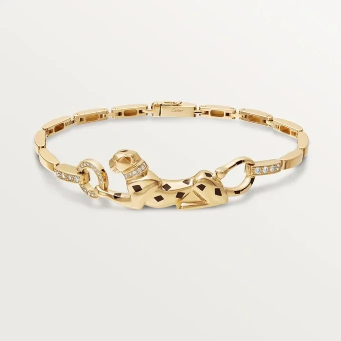 Panthere De Cartier-armbånd – gult gull, lakk, diamant, tsavorittgranat, onyx – Cartier