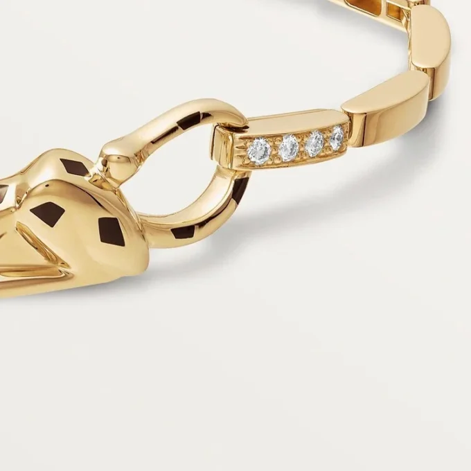 Panthere De Cartier-armbånd – gult gull, lakk, diamant, tsavorittgranat, onyx – Cartier
