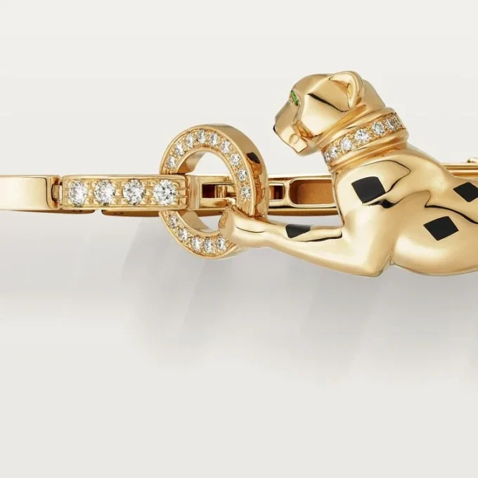 Panthere De Cartier-armbånd – gult gull, lakk, diamant, tsavorittgranat, onyx – Cartier