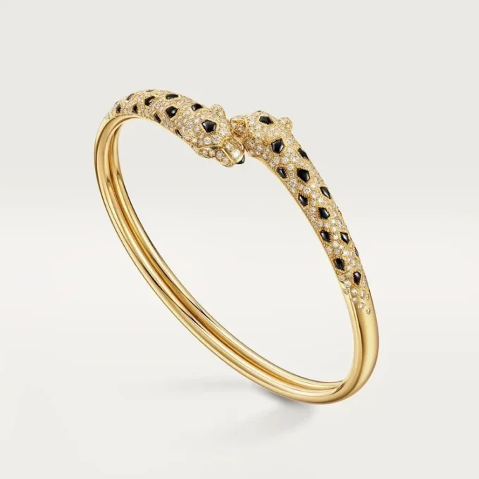 Panthere De Cartier-armbånd, liten modell, halvbelagt