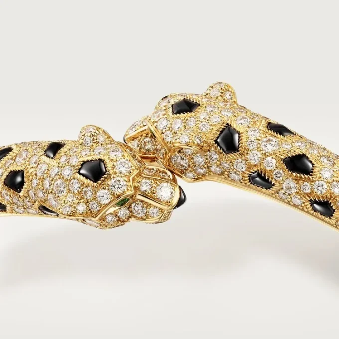 Panthere De Cartier-armbånd, liten modell, halvbelagt