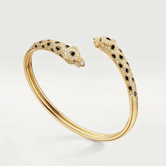 Panthere De Cartier-armbånd, liten modell, halvbelagt