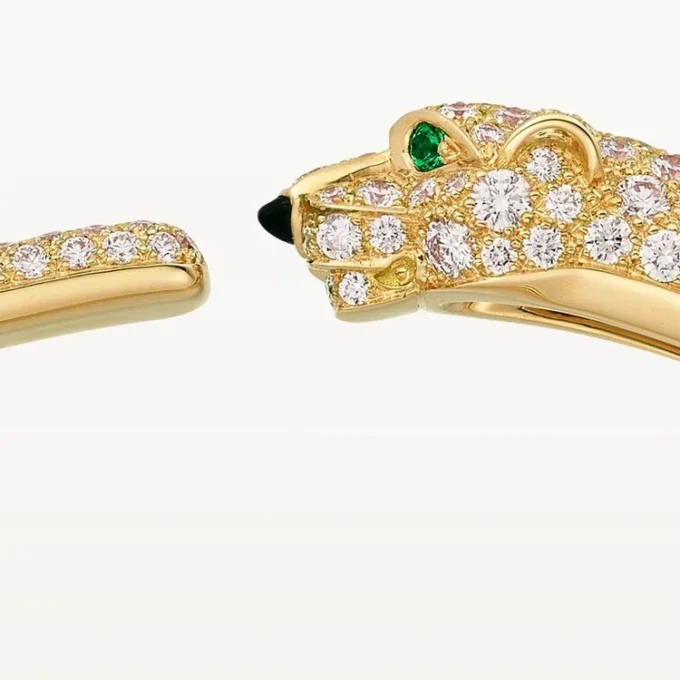Panthere De Cartier-armbånd, liten modell, halvbelagt
