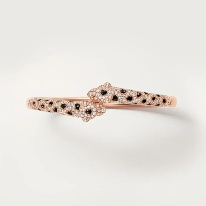 Panthere De Cartier-armbånd, liten modell, halvbelagt