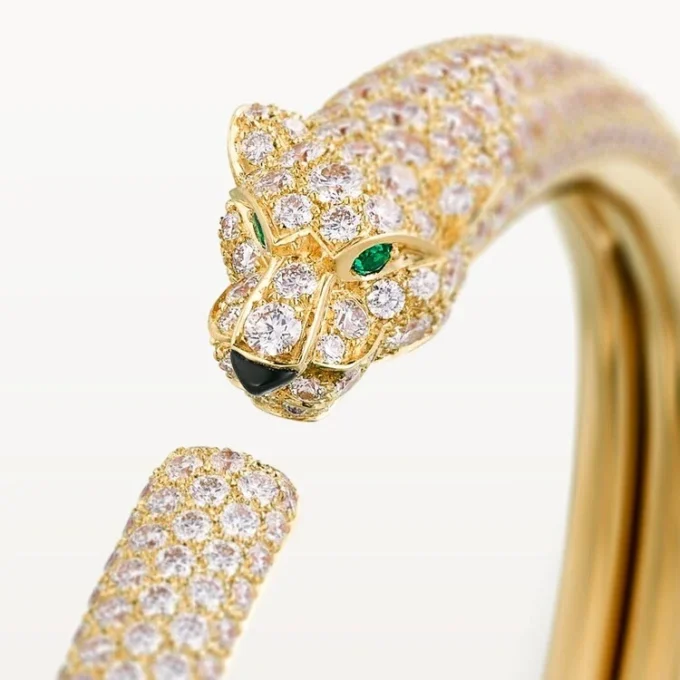 Panthere De Cartier-armbånd, liten modell, halvbelagt