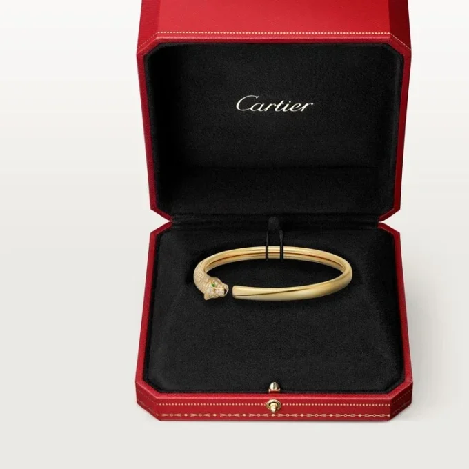 Panthere De Cartier-armbånd, liten modell, halvbelagt