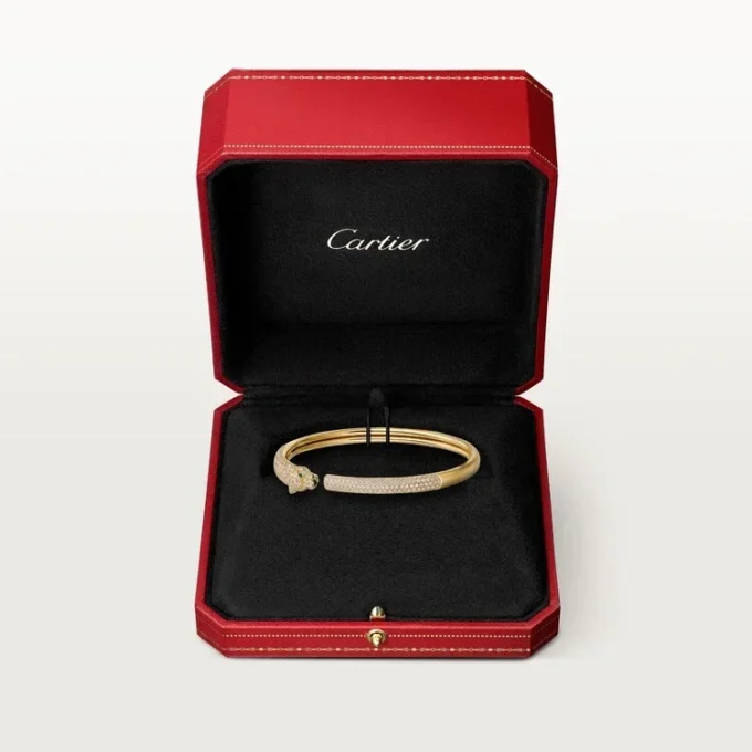 Panthere De Cartier-armbånd, liten modell, halvbelagt