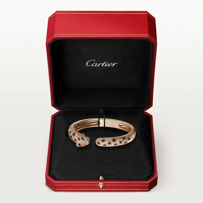 Panthere De Cartier-armbånd, medium modell, halvbelagt