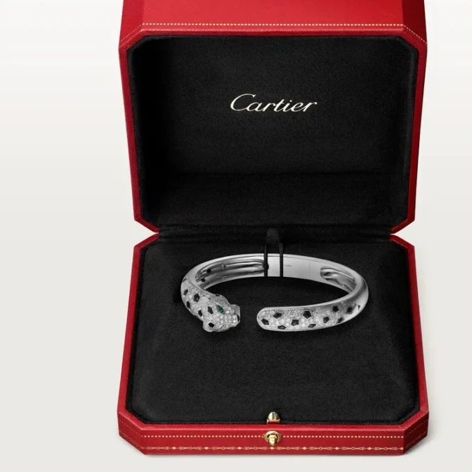 Panthere De Cartier-armbånd, medium modell, halvbelagt