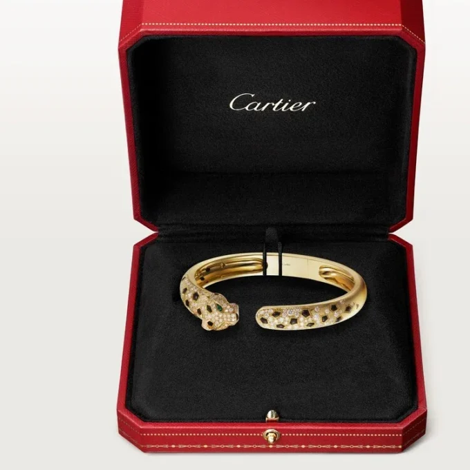 Panthere De Cartier-armbånd, medium modell, halvbelagt