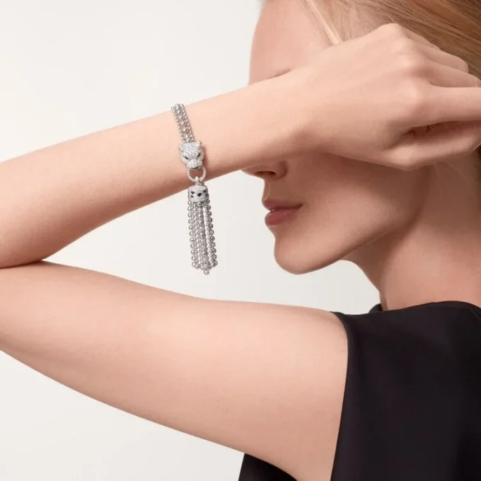 Panthere De Cartier-armbånd, på kjede, halvbelagt