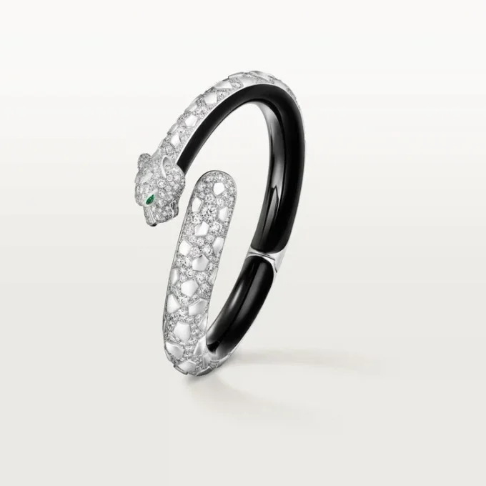 Panthere De Cartier-armbånd, svart lakk, pavé